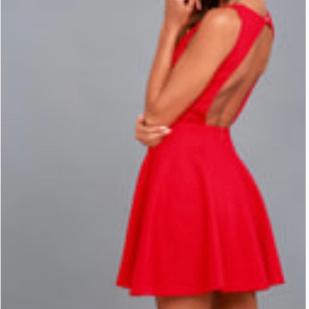 Lulu’s Red Open Back Skater Dress